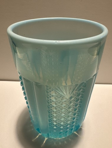 DAVIDSON BLUE OPALESCENT Victorian Tumbler 1890'S #R96945