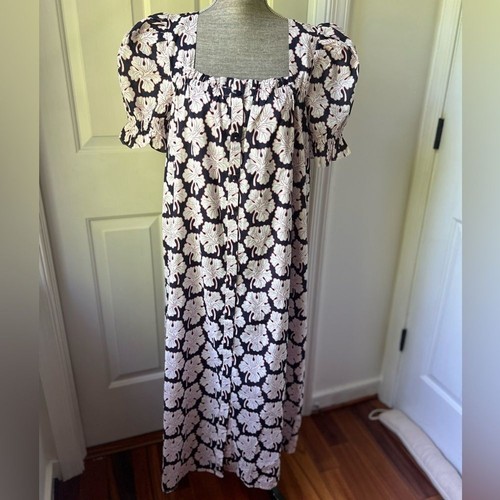 Tuckernuck Hyacinth House Navy Floral Eden Day Midi Dress Large - Picture 2 of 6