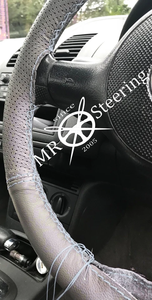 PARA VAUXHALL VELOX 51-57 GRIS DOS TONOS CUERO CUBIERTA VOLANTE PUNTO GRIS - Imagen 3 de 4