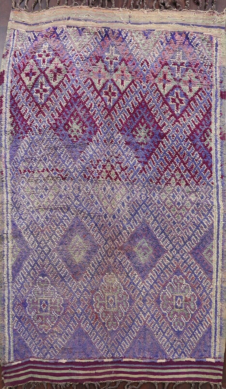 Antique Vegetable Dye Authentic Moroccan Berber Handmade Oriental Area Rug 7'x9'