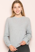 Brandy Melville Gray Thermal Oversize Long Sleeve Crewneck Top Brandy Melville Gray Thermal Oversize Long Sleeve Crewneck Top