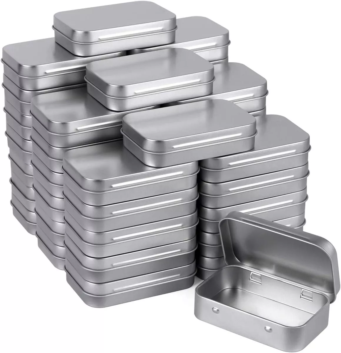 40pcs Metal Rectangular Empty Hinged Tin Box Container Mini