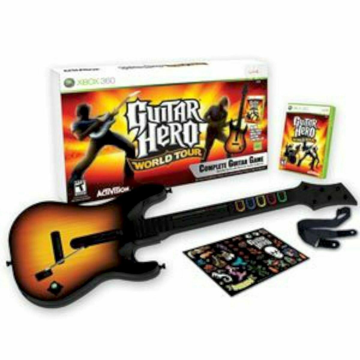 XBox 360 GUITAR HERO WORLD TOUR Guitar Kit Bundle Set w/game disc microsoft