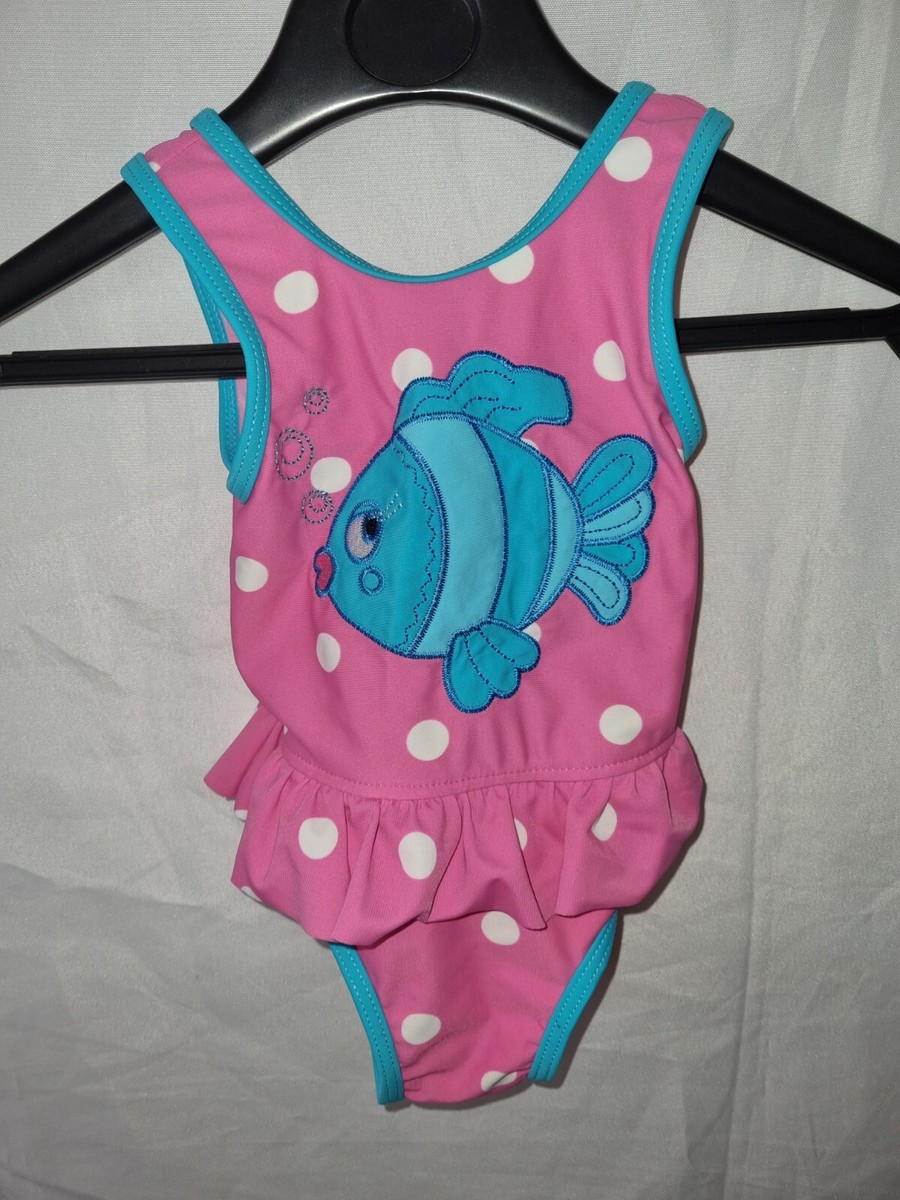 Gorgeous pink spotted MOTHERCARE swimming costume suit age 12 - Main Image