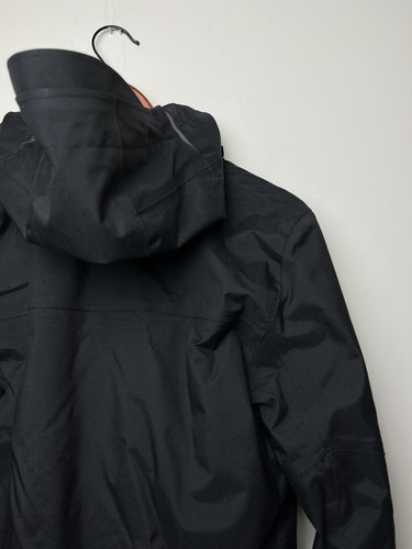 Merrell Womens Hooded Winter Ski Jacket Black Brown Stripe Detail Nylon Sz M - Picture 6 of 8