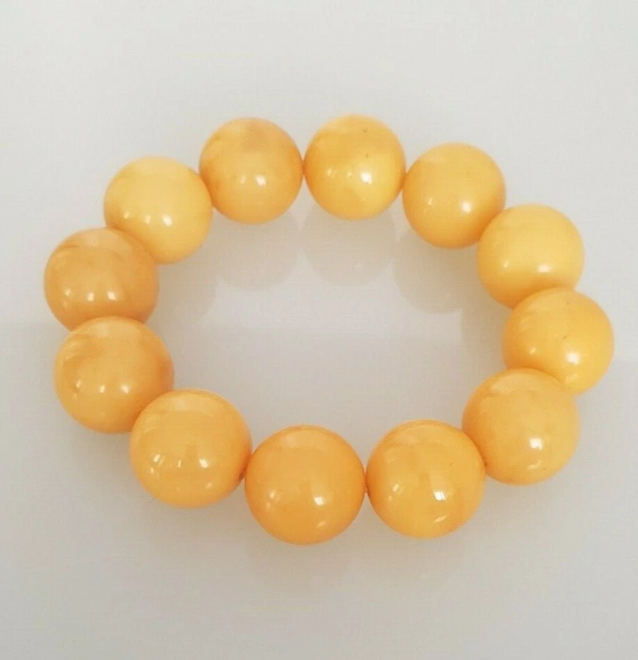Bernstein Armband 45 gr. 12 Kugeln 19mm. 黃色奶油糖琥珀 Amber - Bild 1 von 4