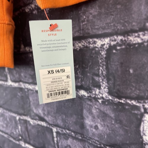 Cat & Jack Boys Size XS 4/5 Orange Pocket Hoodie Boo! - Picture 2 of 8