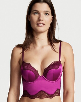Victorias Secret Very Sexy Bombshell Adds 2 Cups PushUp Corset Bra Raspberry 36D