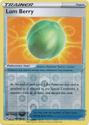 Pokemon Sword & Shield Base Lum Berry Reverse Holo 168/202