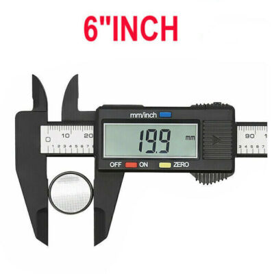 6'' LCD Digital Vernier Caliper Micrometer Measure Tool Gauge Ruler 150mm Black