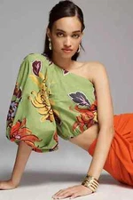 Rhode Resort Kirstie Top S 6 Women's Casual One Shoulder Floral Blouse NEW 40247