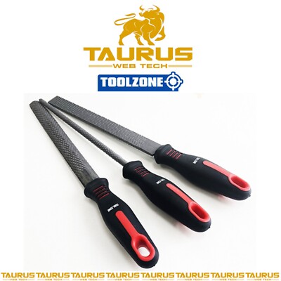 3x TOOL ZONE Kohlenstoffstahl Raspel Feile Set Zimmermann Holz Werkstatt Soft Grip Zum Selbermachen UK