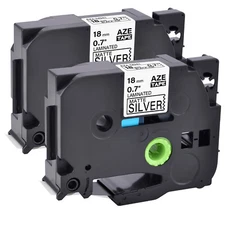 2PK  0.7"  Matt Silver Label Tape Compatible with Brother TZ TZe-M941 P-Touch