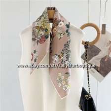 Sallys Boutique 16 Momme Twill Silk Floral Print Double Face Necktie Scarf 26"