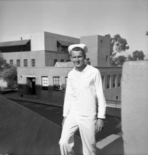 Vintage  Negative B&W Med Format Man Navy Sailor White Uniform #503