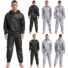 Mens Jacket Sportswear Sauna Sweat Outfit Long Sleeve Outerwear And Pants Yoga