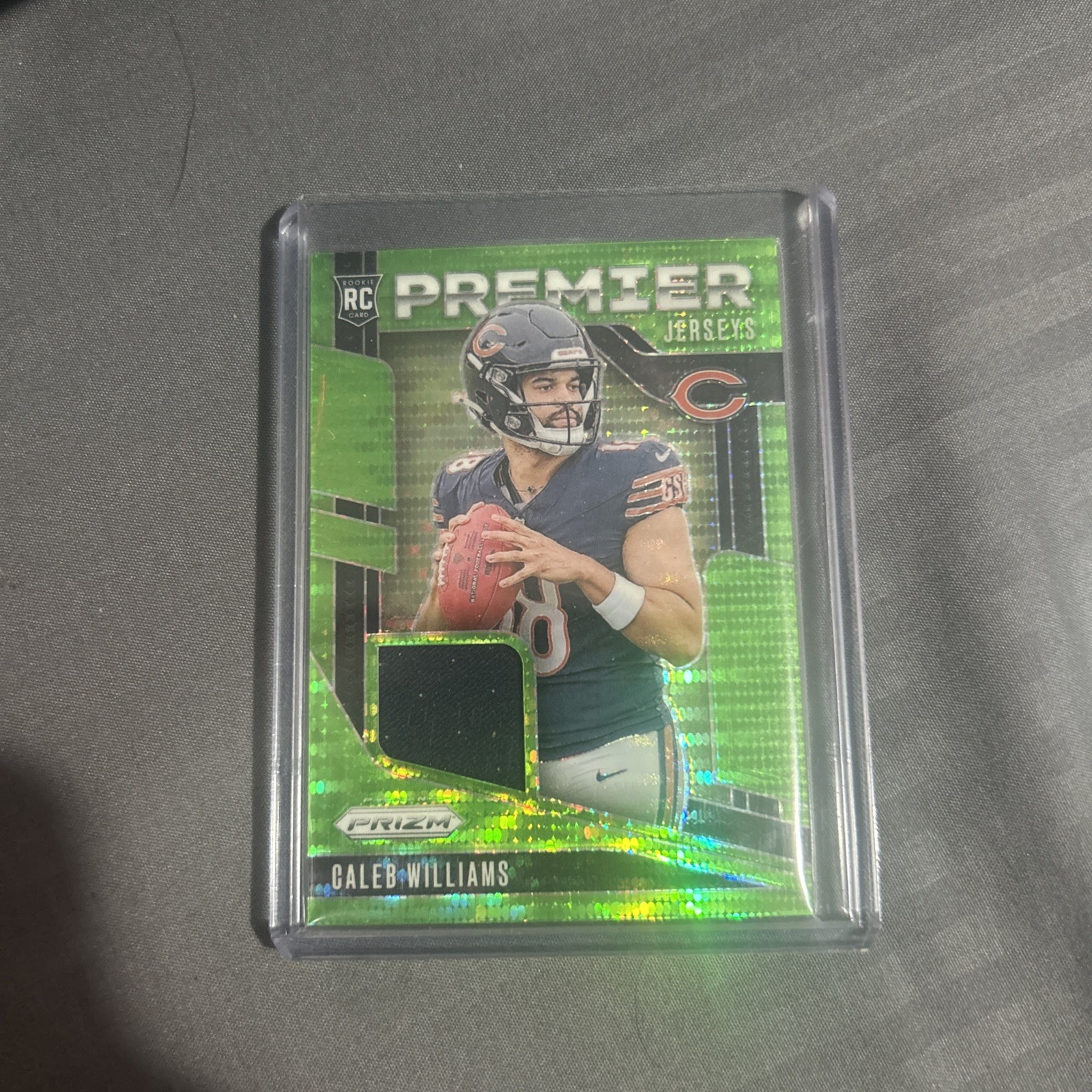 2024  Prizm Premier Jerseys Caleb Williams #PJ-CWS Neon Green Pulsar Rookie RC