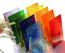 10 Sheets Bright Variety Transparent Textured Stained Glass Sheets Pack, 4 x 6 i