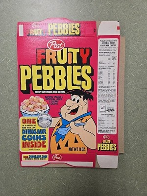 fruity pebbles cereal box Vintage 1979 Original Nos Dinosaur Box Flat Box Rare!!