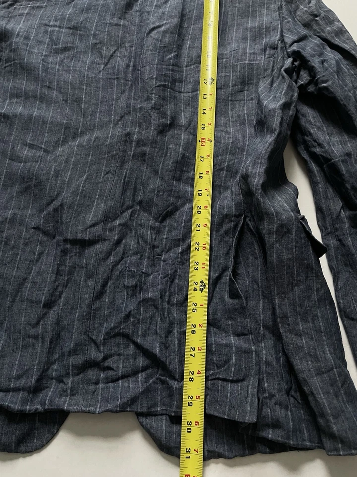 Ermenegildo Zegna Sport Coat US 44R Blue Striped 100% Linen Chambray 54R Jacket - Image 4 of 4