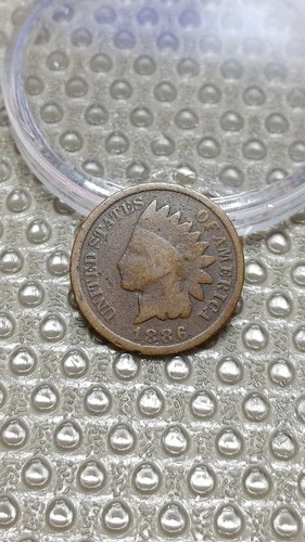 1886 Indian Head Cent Penny Type 2 Good Rim Damage                          D186