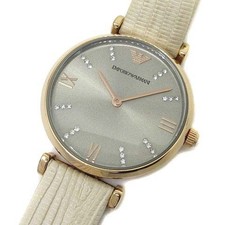 Emporio Armani Gianni T-Bar AR1681 Women Quartz Working Leather Japan Rare Watch