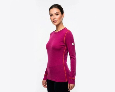 JANUS 100% Merino wool Purple Ladies Thermo Base Layer Top Size S