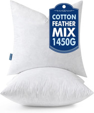 Euro Pillow Inserts 26X26 Inch Set of 2, Feather Mix Polycotton