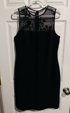 Scarlett Black Midi Dress with Embroidered Mesh Yoke