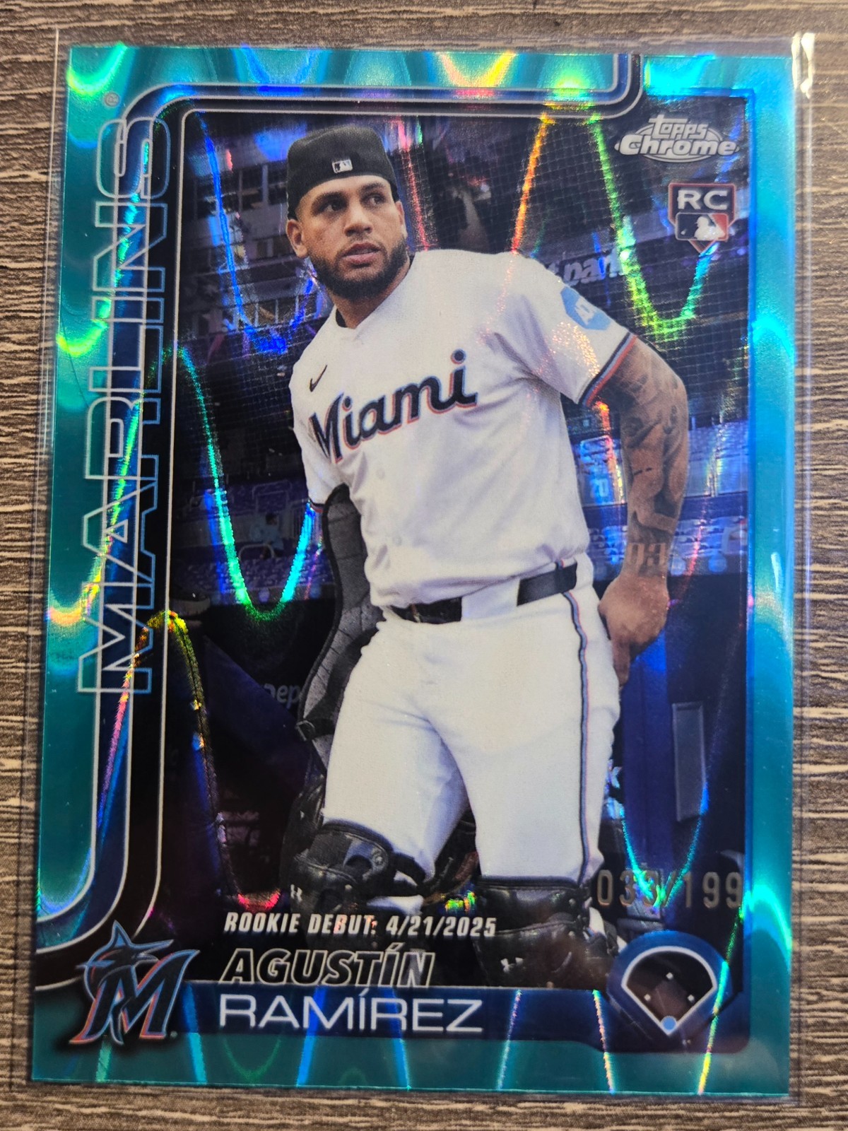 2025 Topps Chrome Update Agustin Ramirez #USC38 Teal Raywave Refractor 033/299
