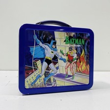 Hallmark Lunch Box Batman Robin Metal Tin Classic Comic 1998 Purple Vintage