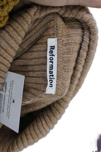 Reformation Womens Ribbed Cashmere Turtleneck Crop Sweater Top Brown Size XS - Picture 4 of 6
