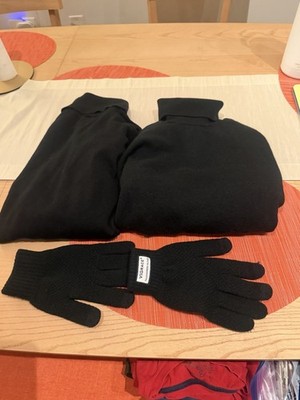 Two Black Cotton Turtleneck Sweaters.  Desc. For Sizing, Men M/L, free gloves!! 