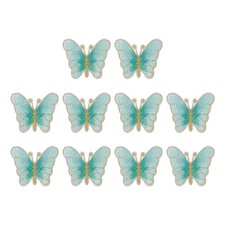 10 Pcs Butterfly Iron on Patches, Embroidered Sew on Applique, Light Lake Blue