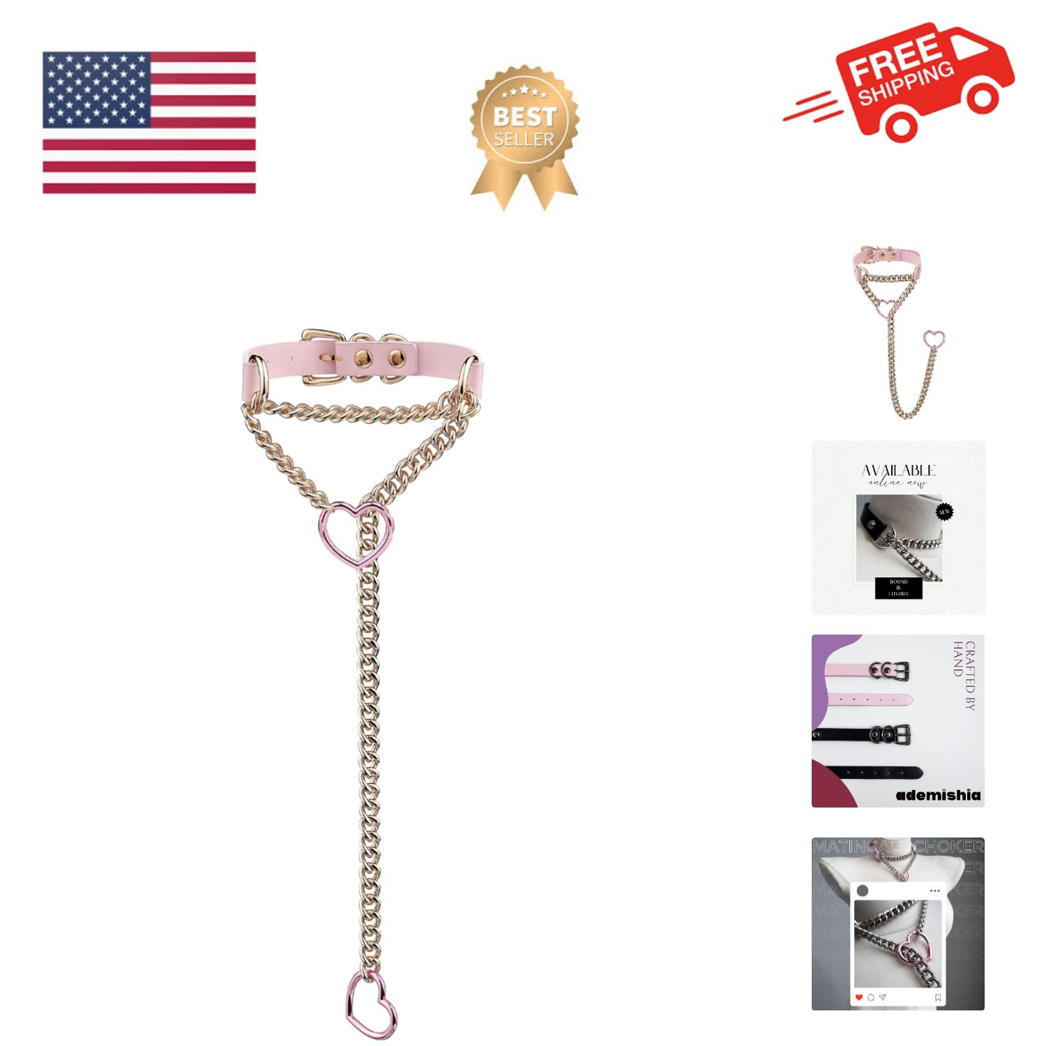 Collar Gargantilla Corazón Negro Hecho a Mano para Mujer, Punk Gótico Junta Tórica Cadena Deslizante N...