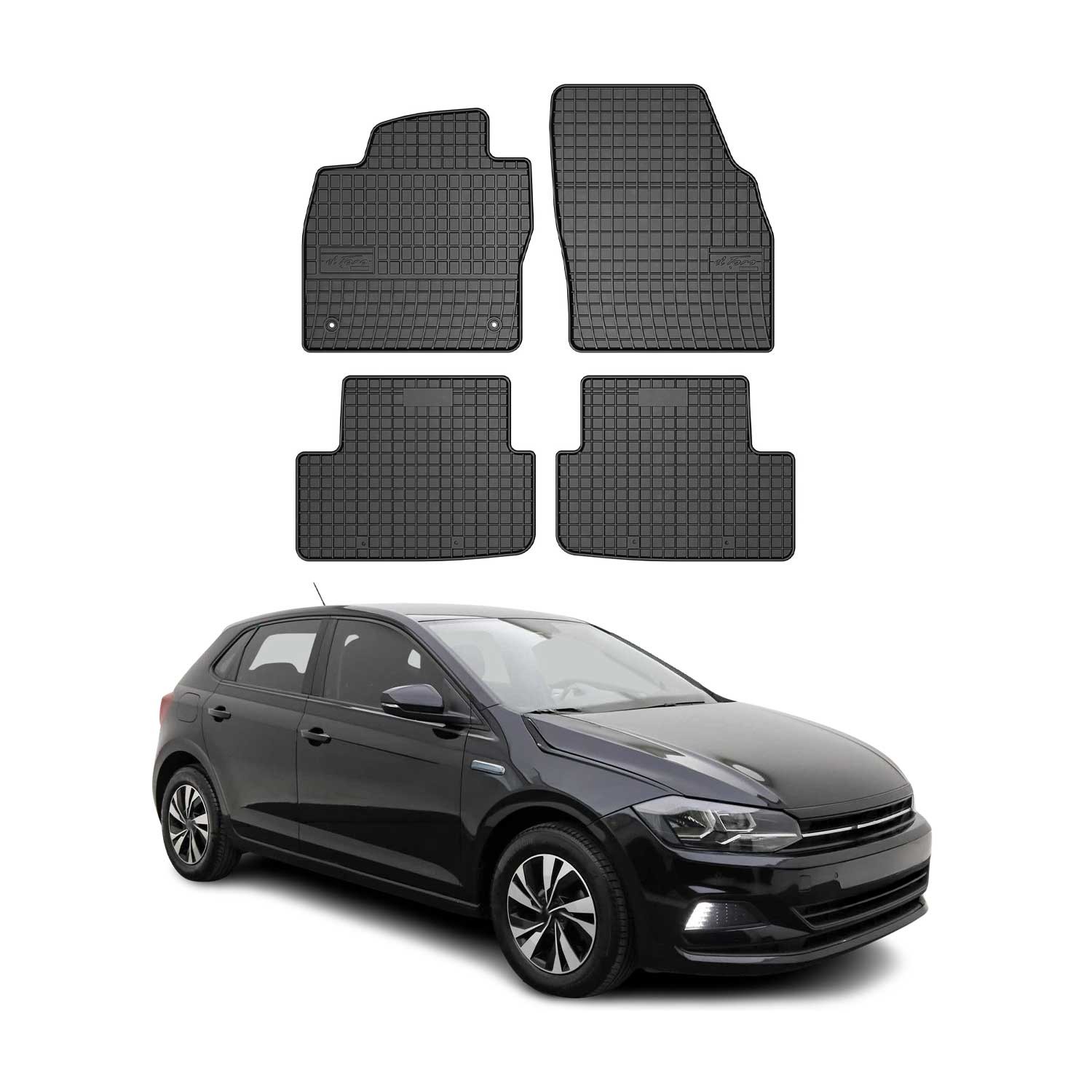 Tapis de sol en caoutchouc noir pour VW Polo de 2017 à 2026