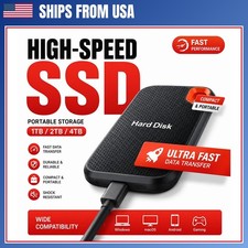 Portable External SSD 4TB 1TB High Speed Hard Drive For PC Mac Android Black