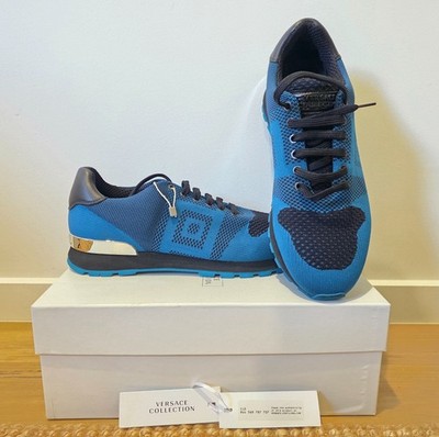 Versace Collection V900659 Knit Sneakers Blue/Black EU 43 NEW With Box Rare