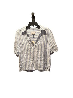 Universal Thread Women s Linen Blend Shirt Sleeve Popover Blouse Medium NWT 