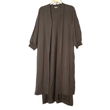 Cuyana Dove Gray French Terry Duster Open  Cardigan - Small / Medium