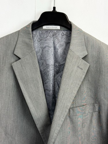 Chaps Suit Jacket Men’s Size 48R Grey Sport Coat Blazer Paisley Lining 2 Button - Picture 3 of 12