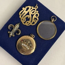 26g 4x Lot Vintage Gold filled ornate Fob Stamp Gf Vtg Victorian Art Deco