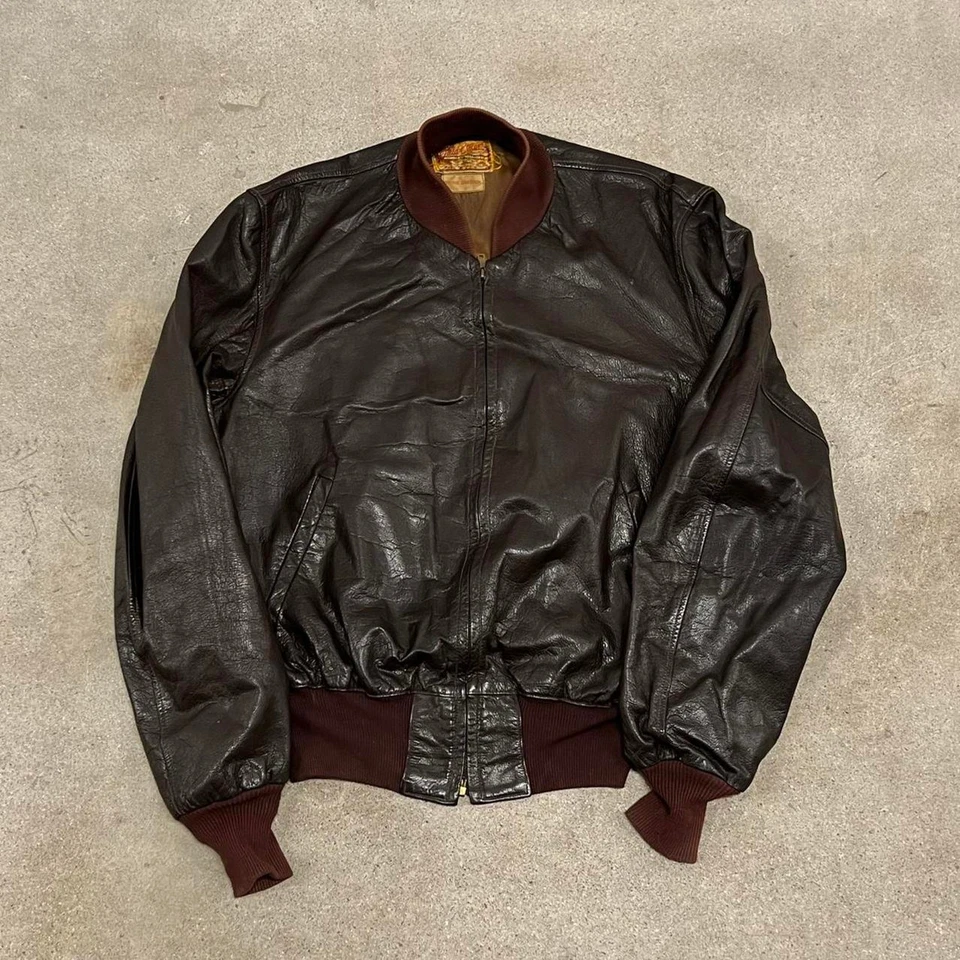 Vintage 40s 50s field and stream leather windbreaker bomber jacket L - Image 2 of 4