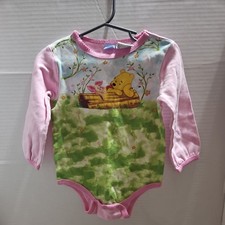 Vintage Disney 24month Pooh And Piglet Long Sleeve Pink One piece