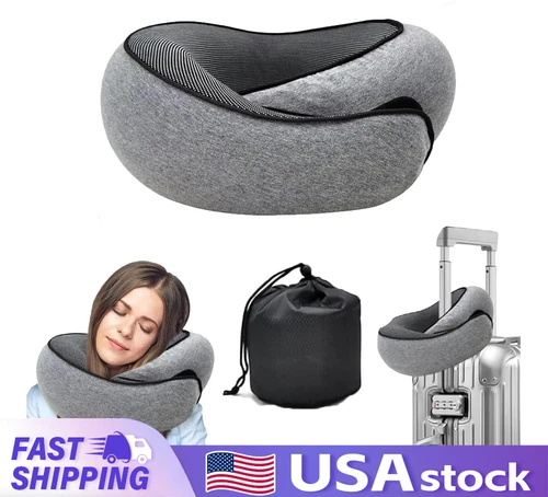 Memory Foam Neck Travel Pillow, Ergonomic Compact Comfort Pillow for Travel Use