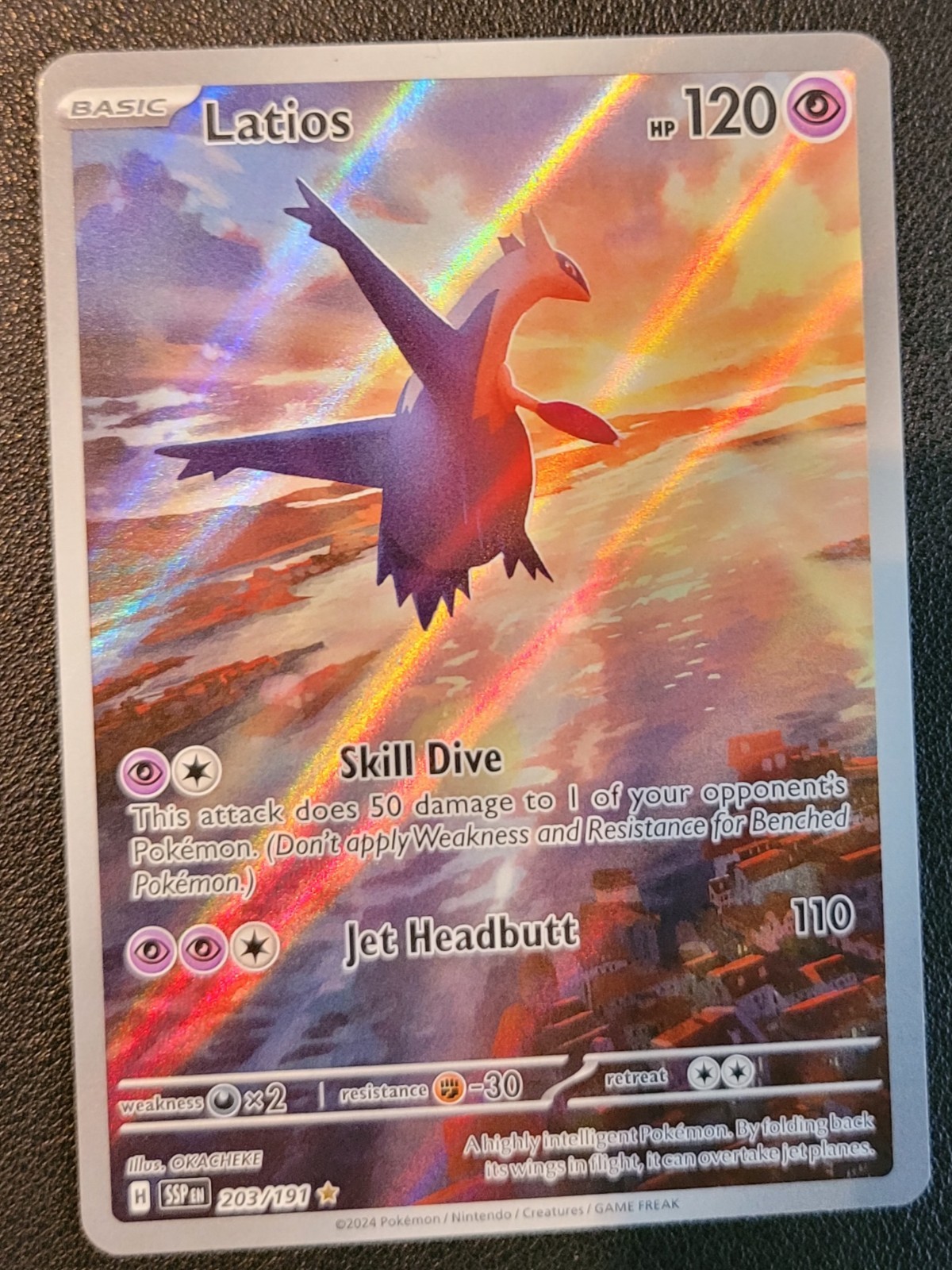 Pokemon TCG Latios 203/191 Sv08 Surging Sparks Illustration Rare Holo Full Art