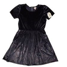 LuLaRoe Womens Dress Amelia Size 3XL Elegant Velvet Navy Blue Metallic NWT