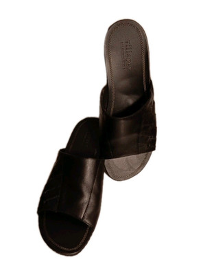 Liz Claiborne Women's Black Leather Open Toe Mules Size 8 Classic Excellent