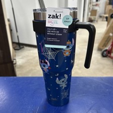Zak Designs 40oz Stitch Straw Handle Tumbler, Double Wall Vacuum Insulated