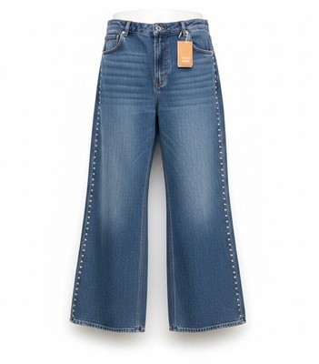 Reformation Womens Denim Cary Studded Slouchy Wide-Leg High-Rise Jeans Sz 33
